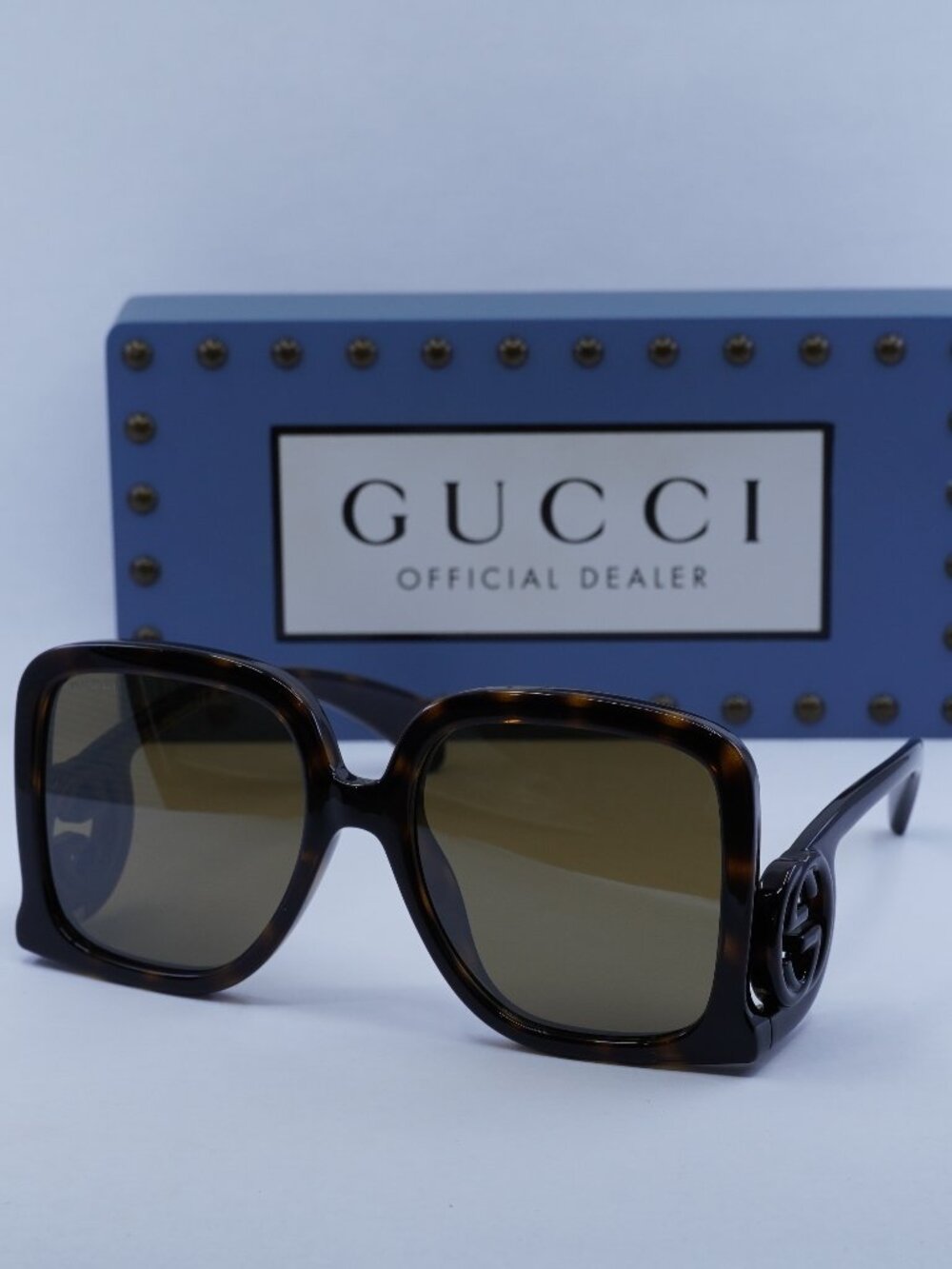 Gucci GG1326S 007 Women Square Sunglasses - Dark Havana / Brown Mirror